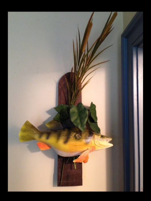 Yellow Perch Carving with Mount -